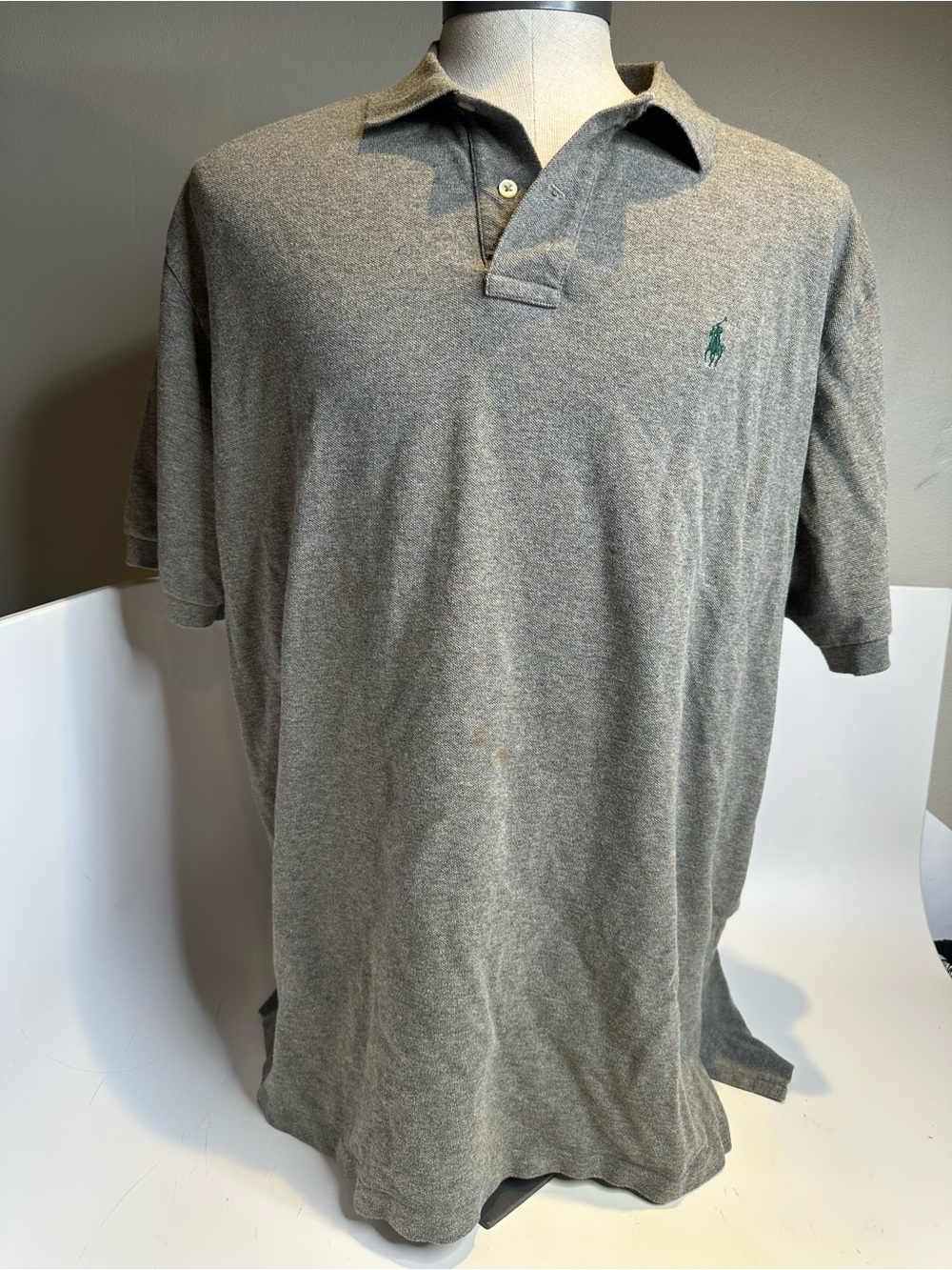 Ralph Lauren Grey Short-Sleeve Polo with Green Pony Logo